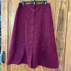 Vintage burgundy faux suede A-line, 16 P skirt